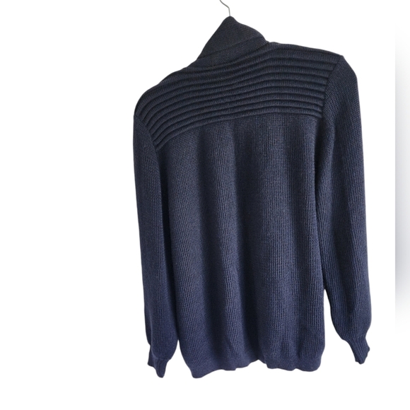 100% Alpaca Open front Handmade cardigan Made in Peru sz small Navy - Picture 2 of 8